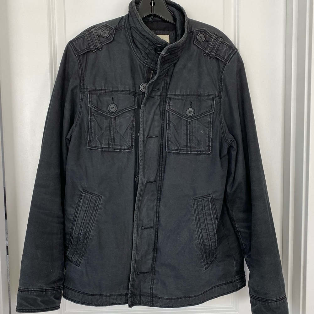 Old Navy military style zip up canvas jacket in washed black men's small S
